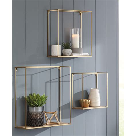 gold wall mounted shelves